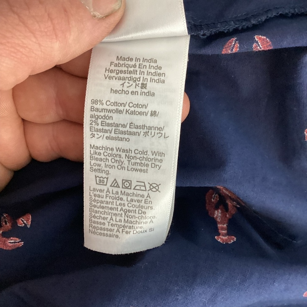 J.Crew Factory Signature Fit Sleeveless Poplin Shirt Navy Lobster M - Picture 7 of 7